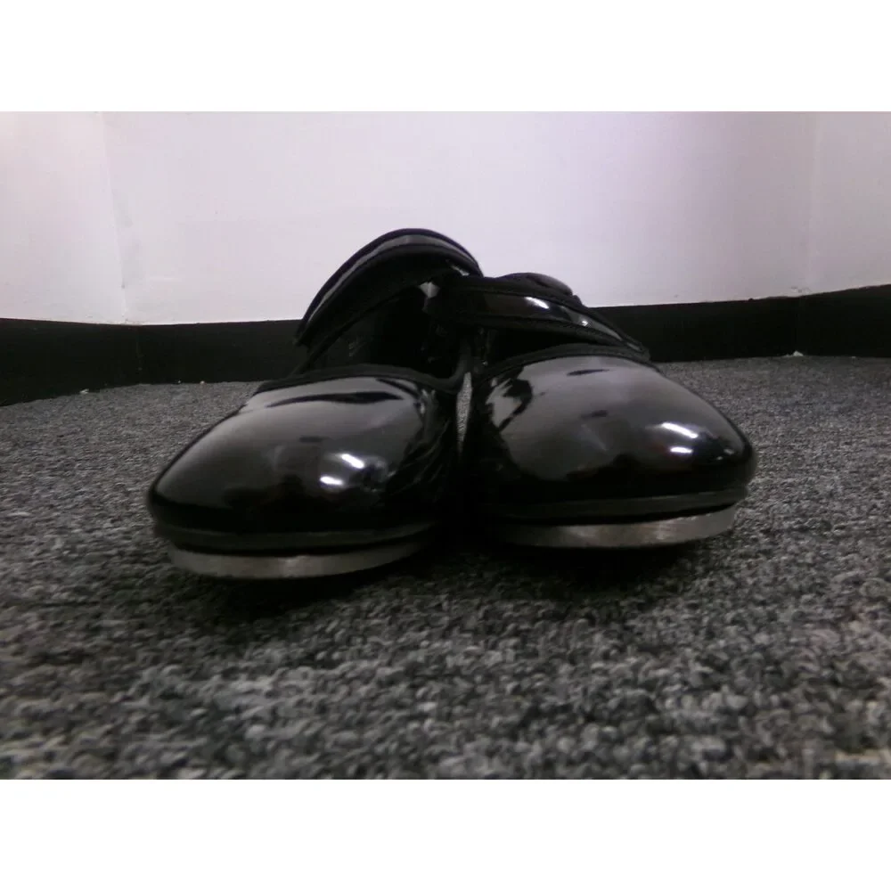 Pre-Owned Dance Tap Shoes Freestyle Kids 2.5M Mary Jane Patent Shiny Black Loop